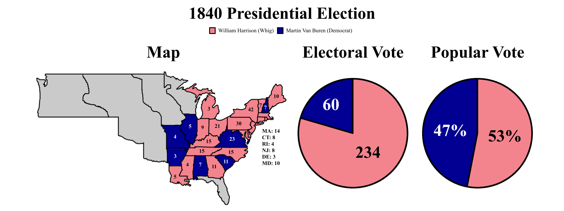 The electoral map for 1840.