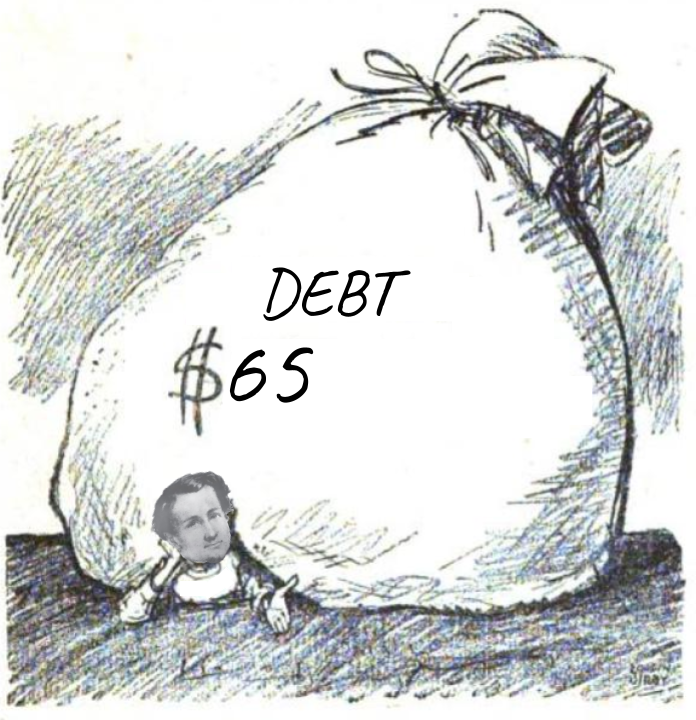 A picture of Fillmore being crushed by his large debt